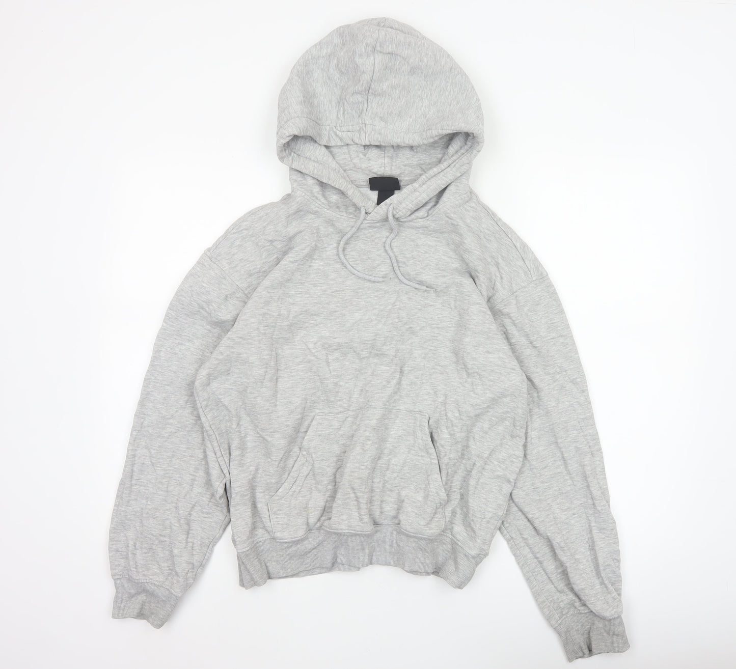 H&M Women Grey XS Relaxed Fit Fleece Pullover Hoodie