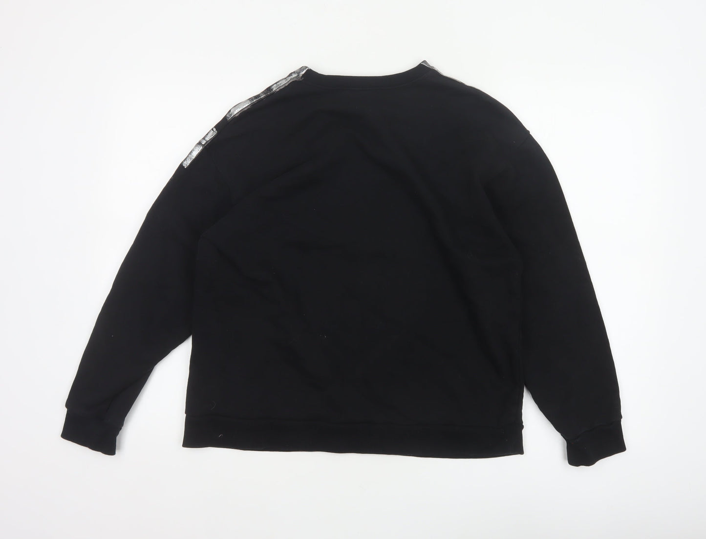 Zara Women Black Silver Metallic Pullover Sweatshirt Size S