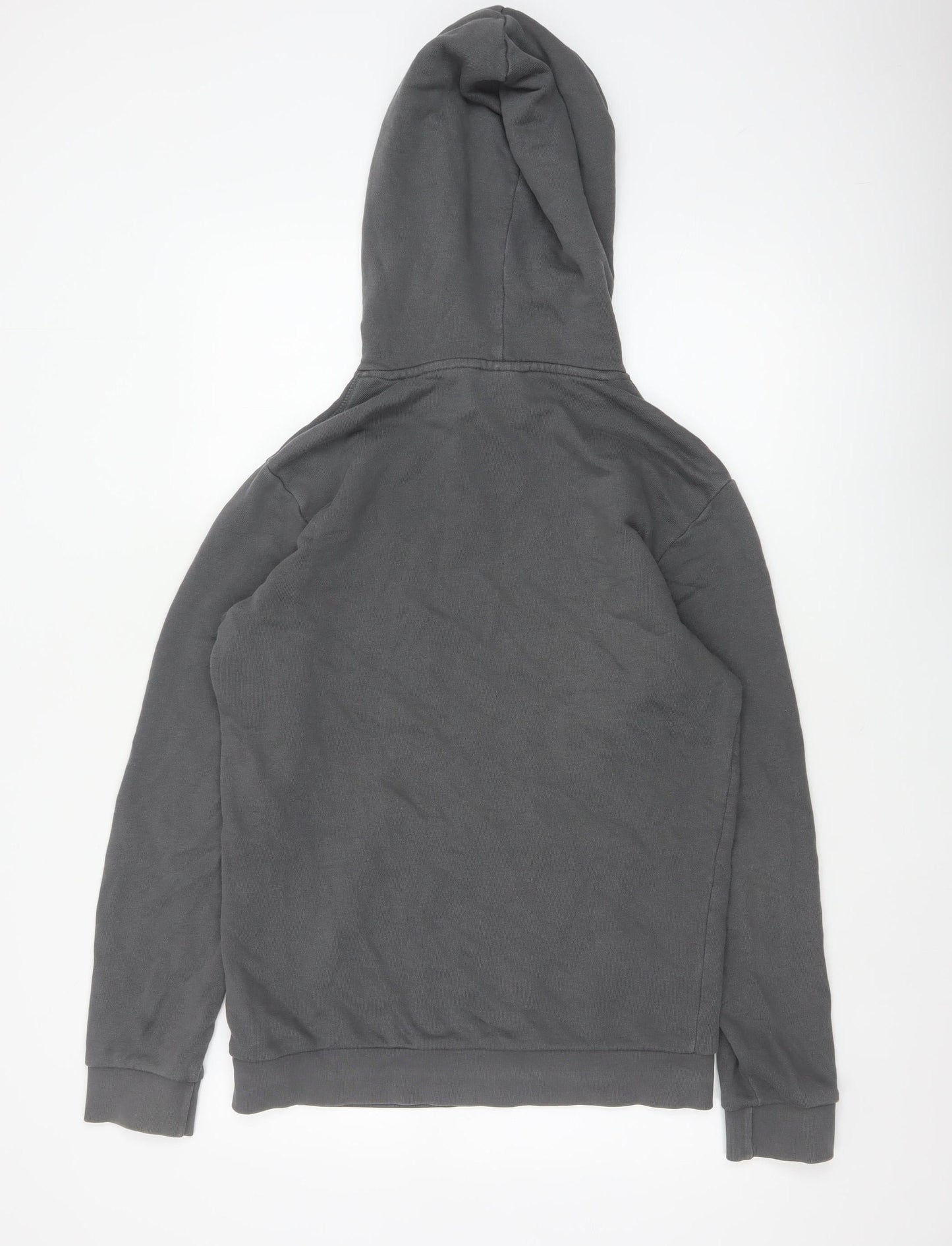Adidas Men’s Grey S Pullover Hoodie Trefoil Logo Cotton Kangaroo Pocket