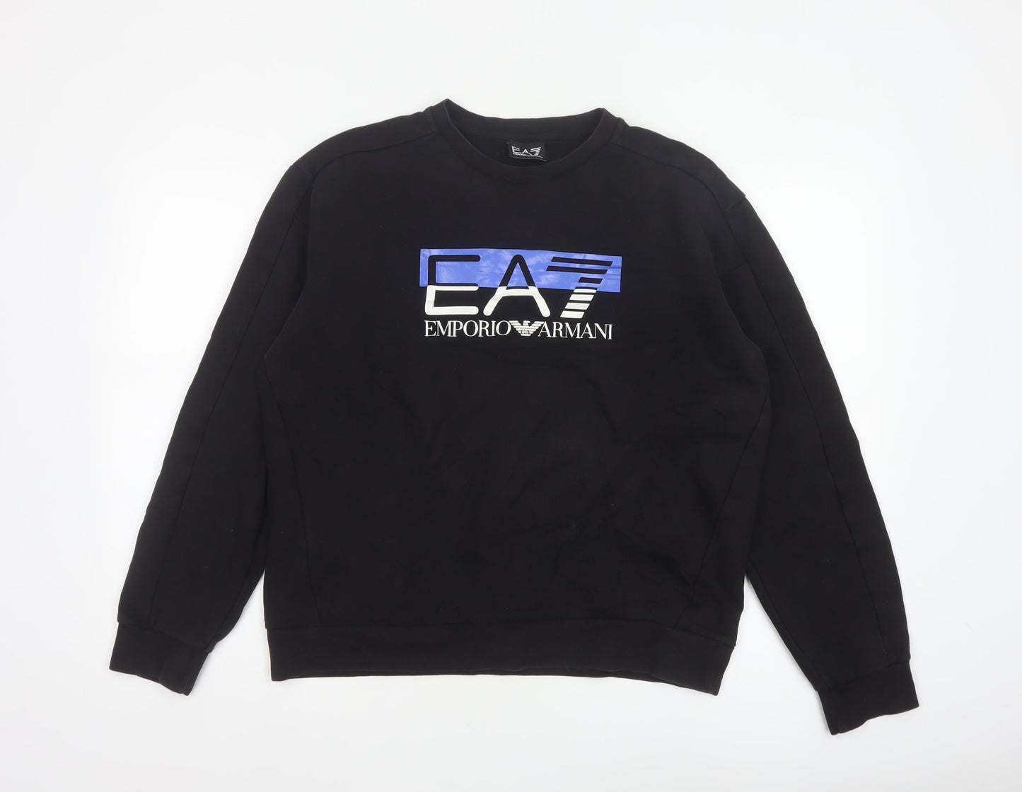 EA7 Emporio Armani Men’s Black L Crew Neck Logo Sweatshirt