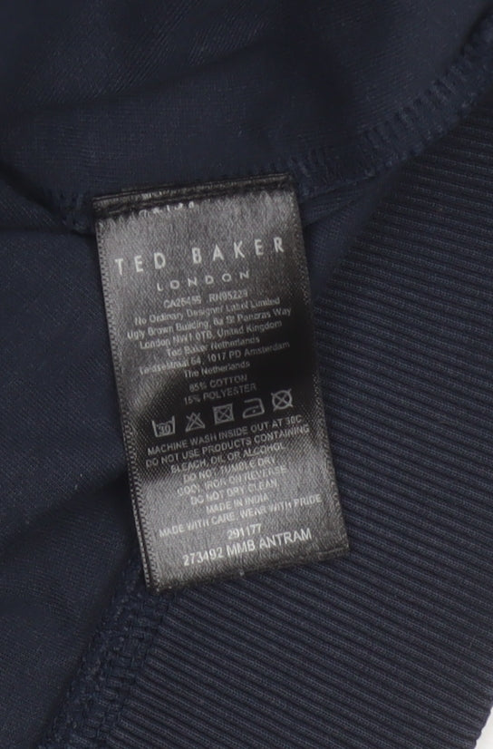 Ted Baker Men’s Blue L 1/4 Zip High Neck Pullover Sweatshirt