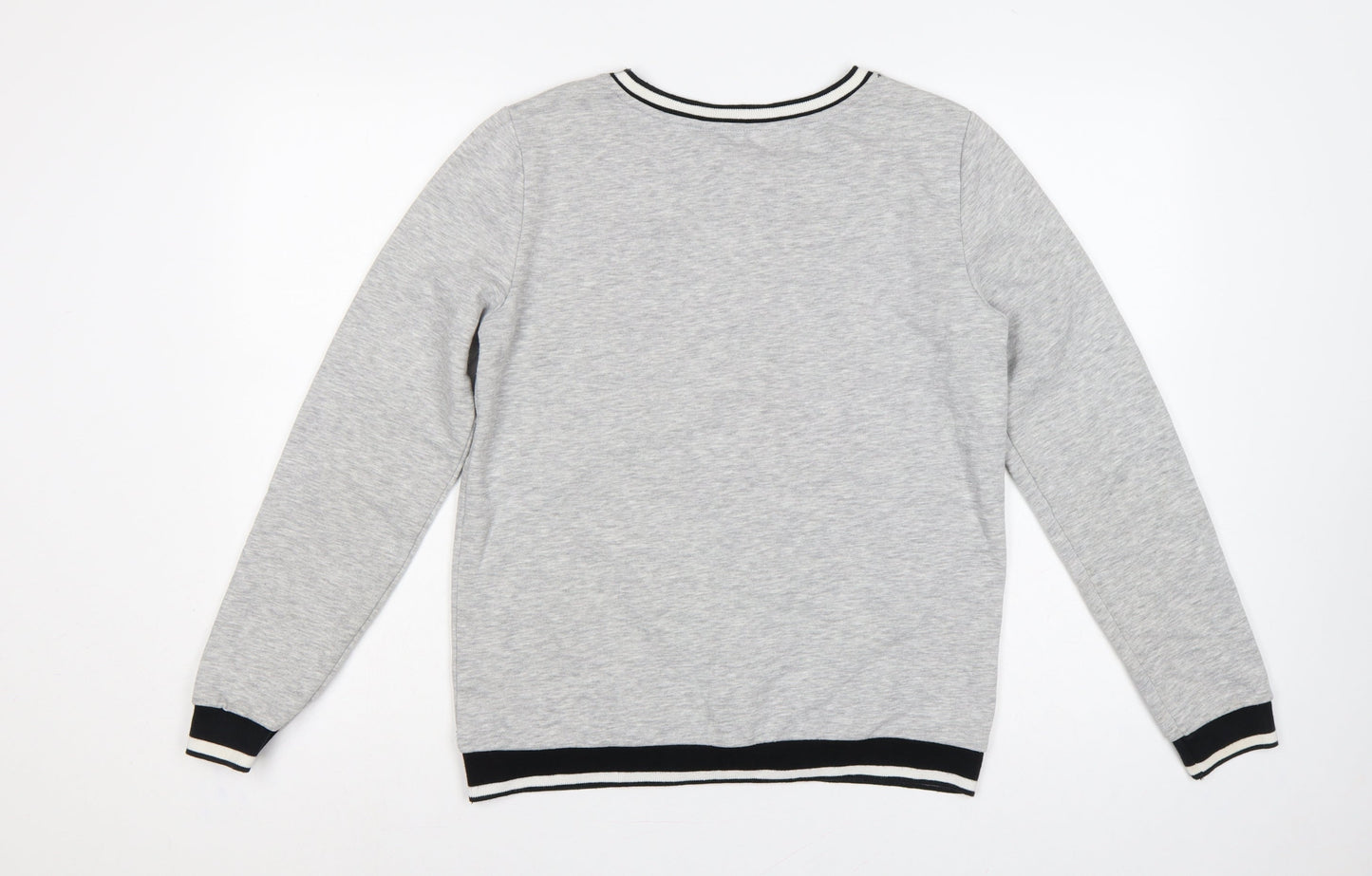 Dorothy Perkins Women Grey Floral Embroidered Pullover Sweatshirt UK 10