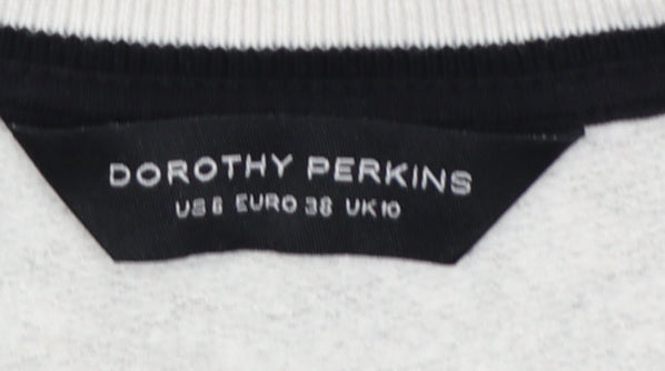 Dorothy Perkins Women Grey Floral Embroidered Pullover Sweatshirt UK 10