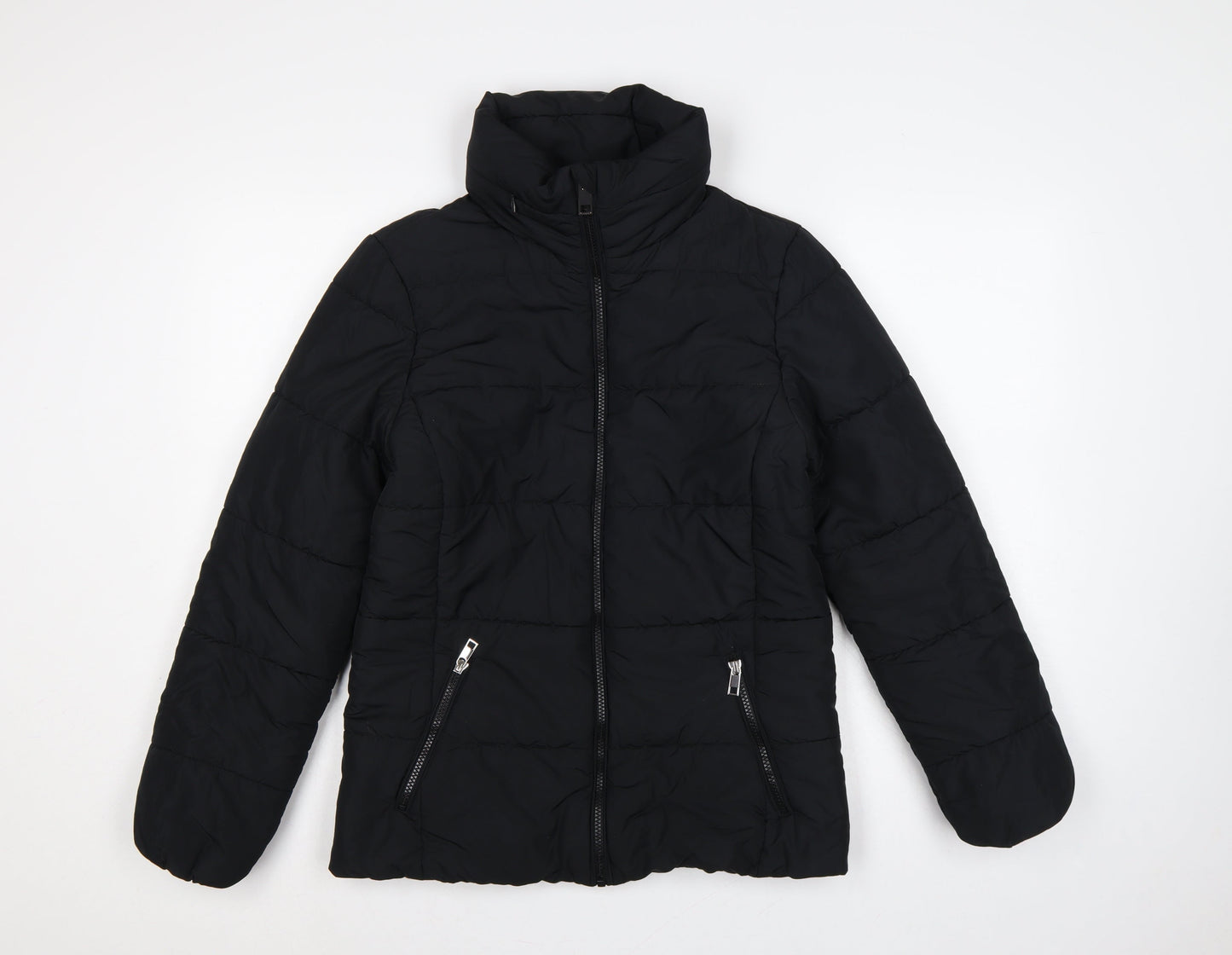 Marks and Spencer Women Black UK 8 Puffer Jacket Quilted Zip