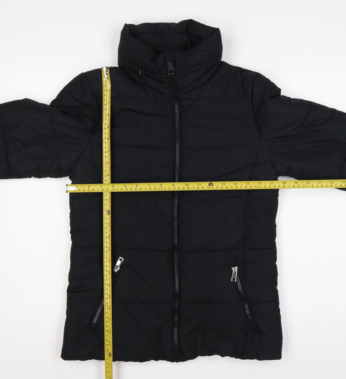 Marks and Spencer Women Black UK 8 Puffer Jacket Quilted Zip