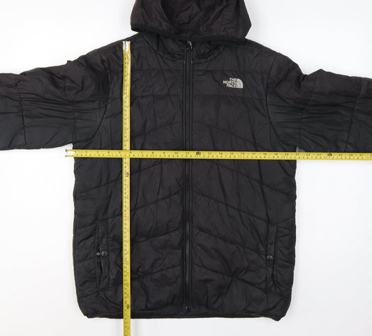 The North Face Boys Black XL Puffer Jacket Hooded Quilted Full Zip