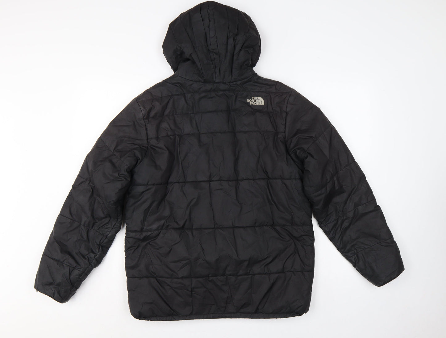 The North Face Boys Black XL Puffer Jacket Hooded Quilted Full Zip