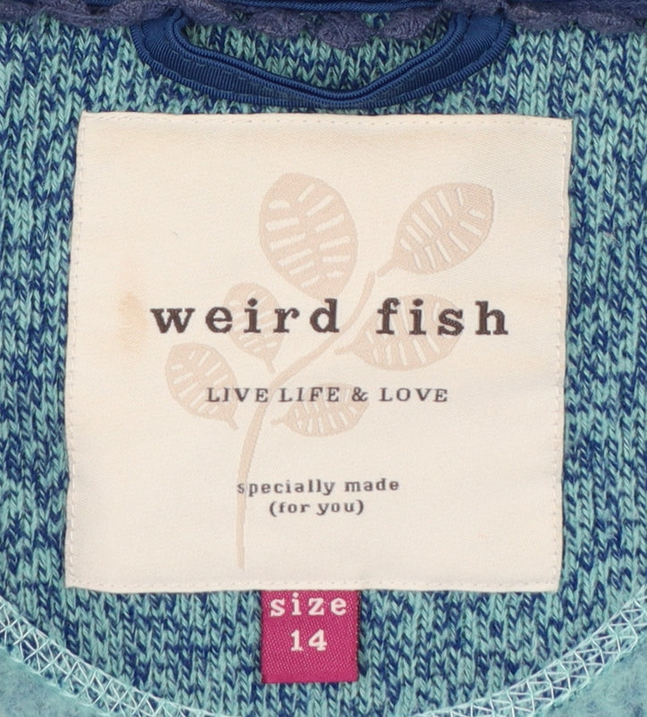 Weird Fish Women’s Blue Hooded Fleece Jacket Size 14 Full Zip