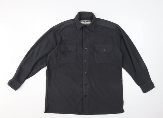 Jerzees Men’s Black Small Fleece Snap Shirt Jacket Outdoor Workwear