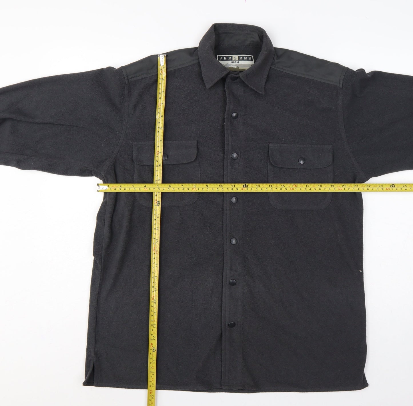 Jerzees Men’s Black Small Fleece Snap Shirt Jacket Outdoor Workwear
