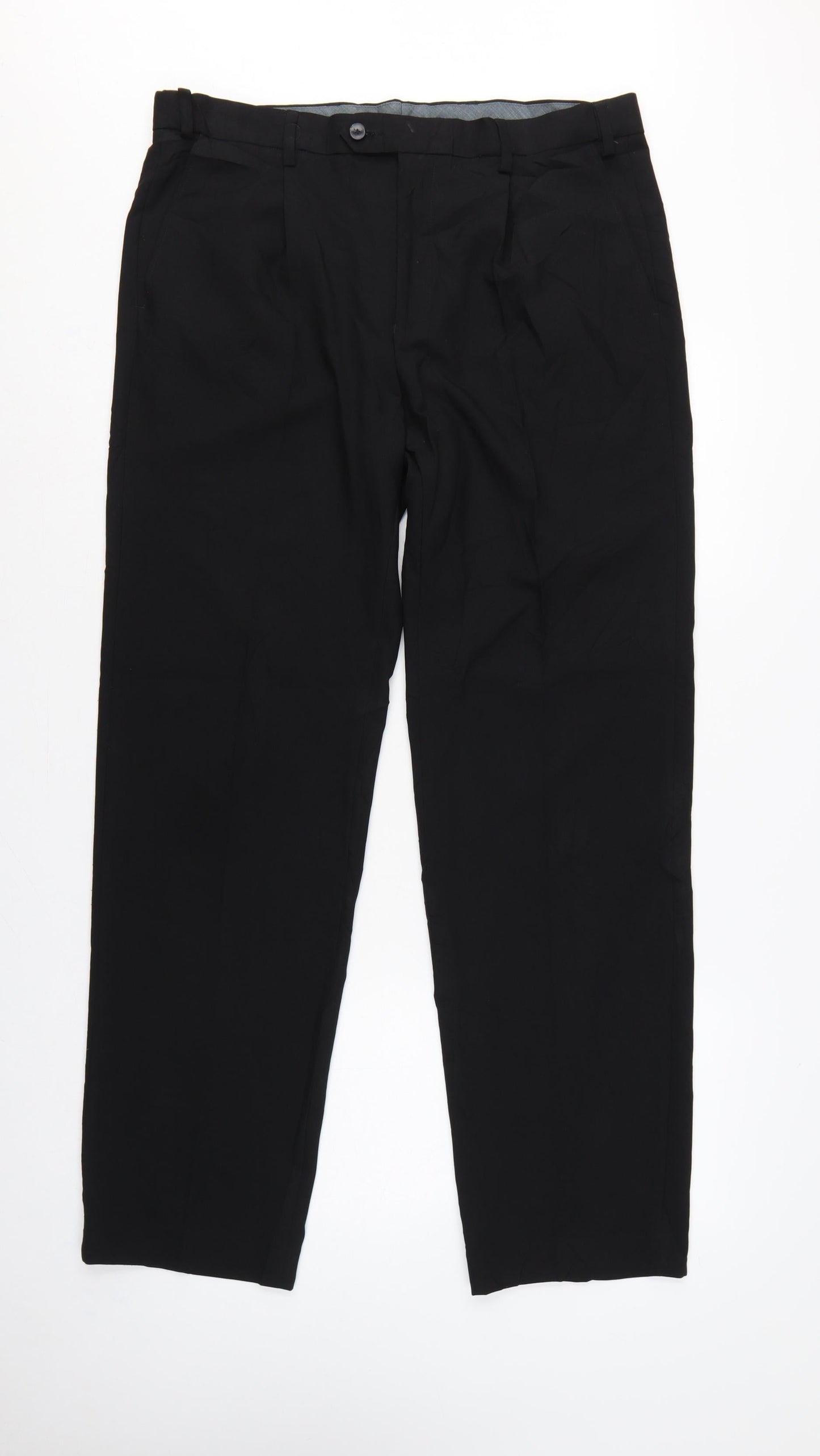 Marks and Spencer Men Black 33in Regular Straight Dress Trousers
