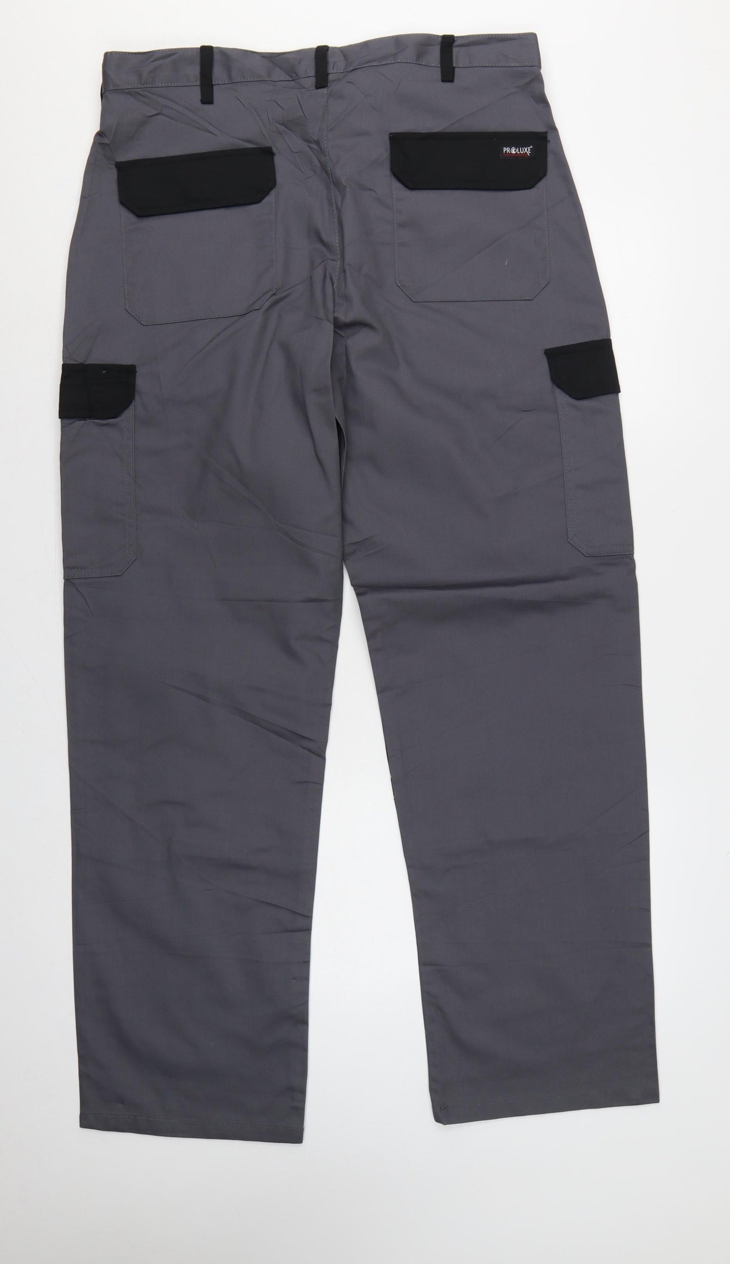 Proluxe Men’s Grey 36T Cargo Work Trousers Straight Leg Pockets