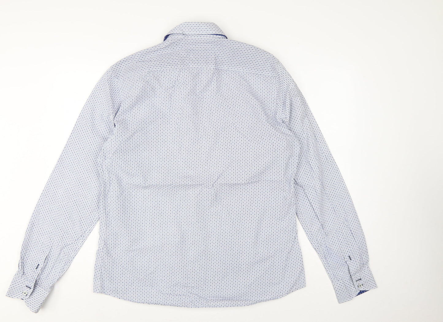 Next Tailoring Men’s Blue Geometric Slim Fit XL Cotton Shirt