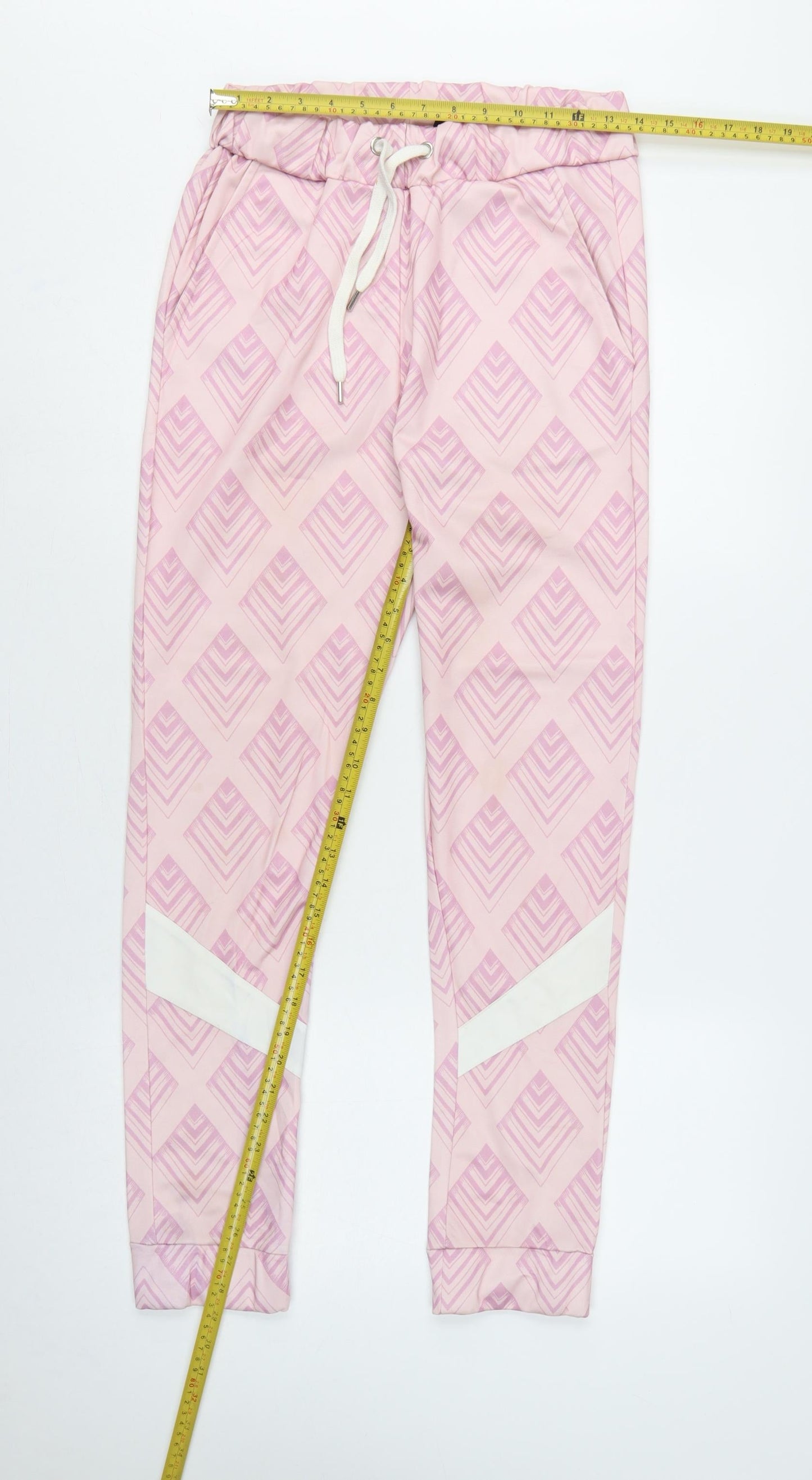 Pepsi x boohoo Women's Pink UK 8 Geometric Cuffed Jogger Trousers