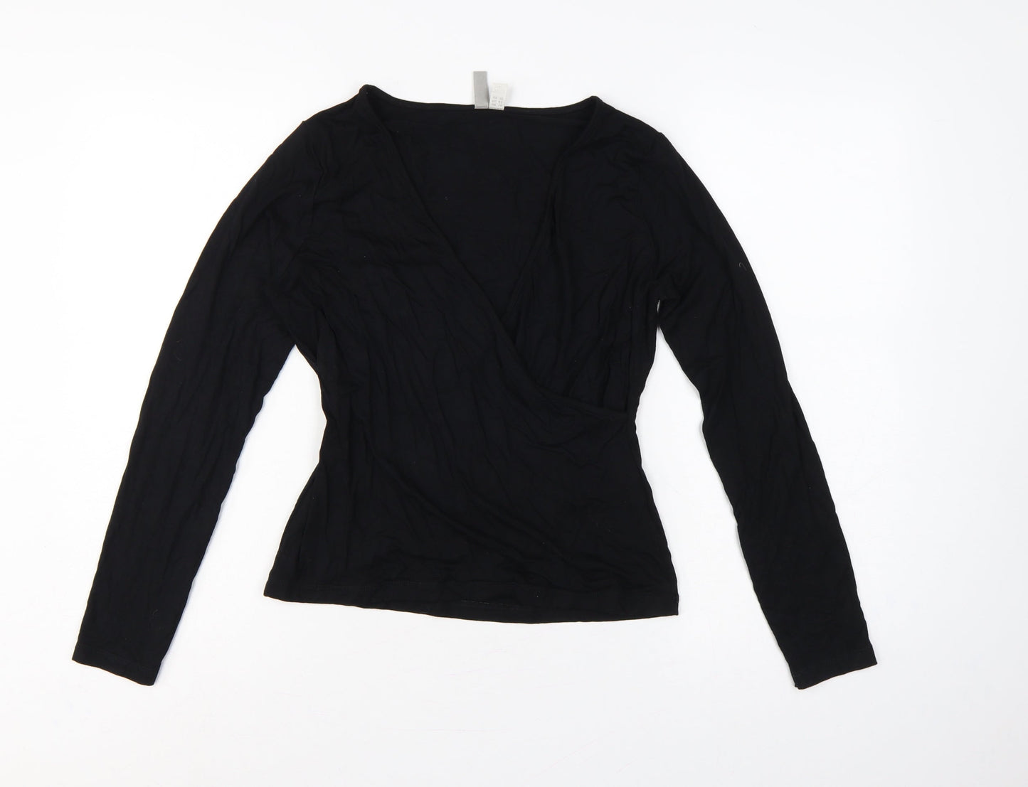 ASOS Women’s Black UK 14 Long Sleeve V-Neck Wrap Jersey Top