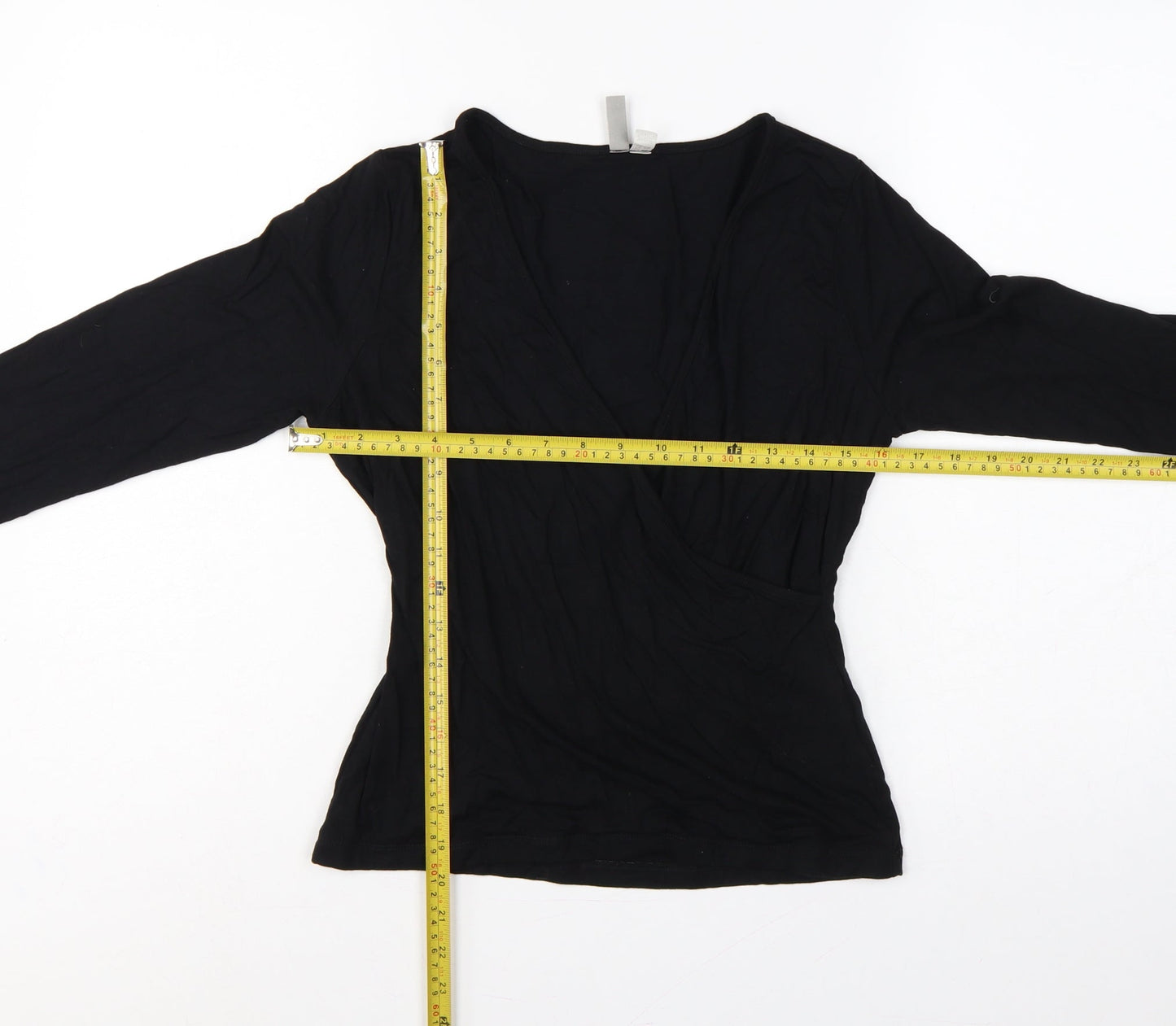 ASOS Women’s Black UK 14 Long Sleeve V-Neck Wrap Jersey Top
