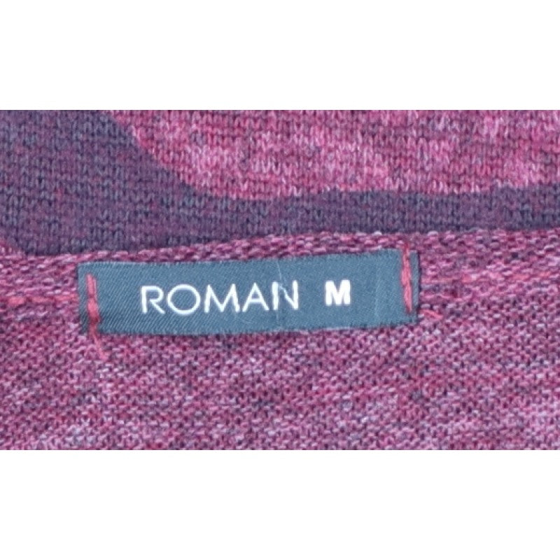 Roman Women Red M Zebra Print Long Sleeve Round Neck Tunic Jumper
