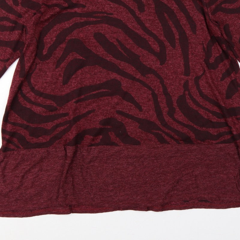 Roman Women Red M Zebra Print Long Sleeve Round Neck Tunic Jumper