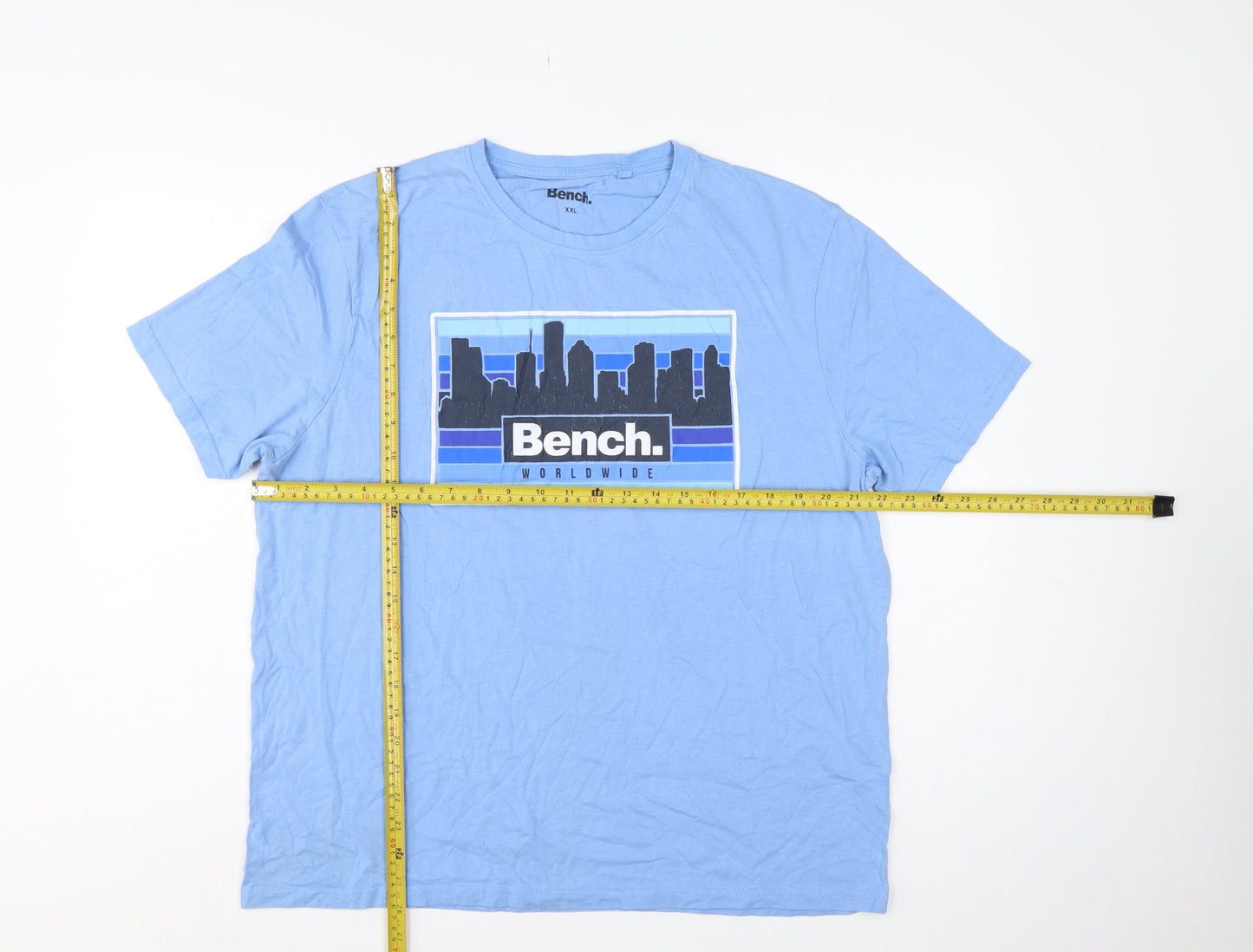 Bench Men's Blue XXL City Skyline Graphic Print Crew Neck T-Shirt