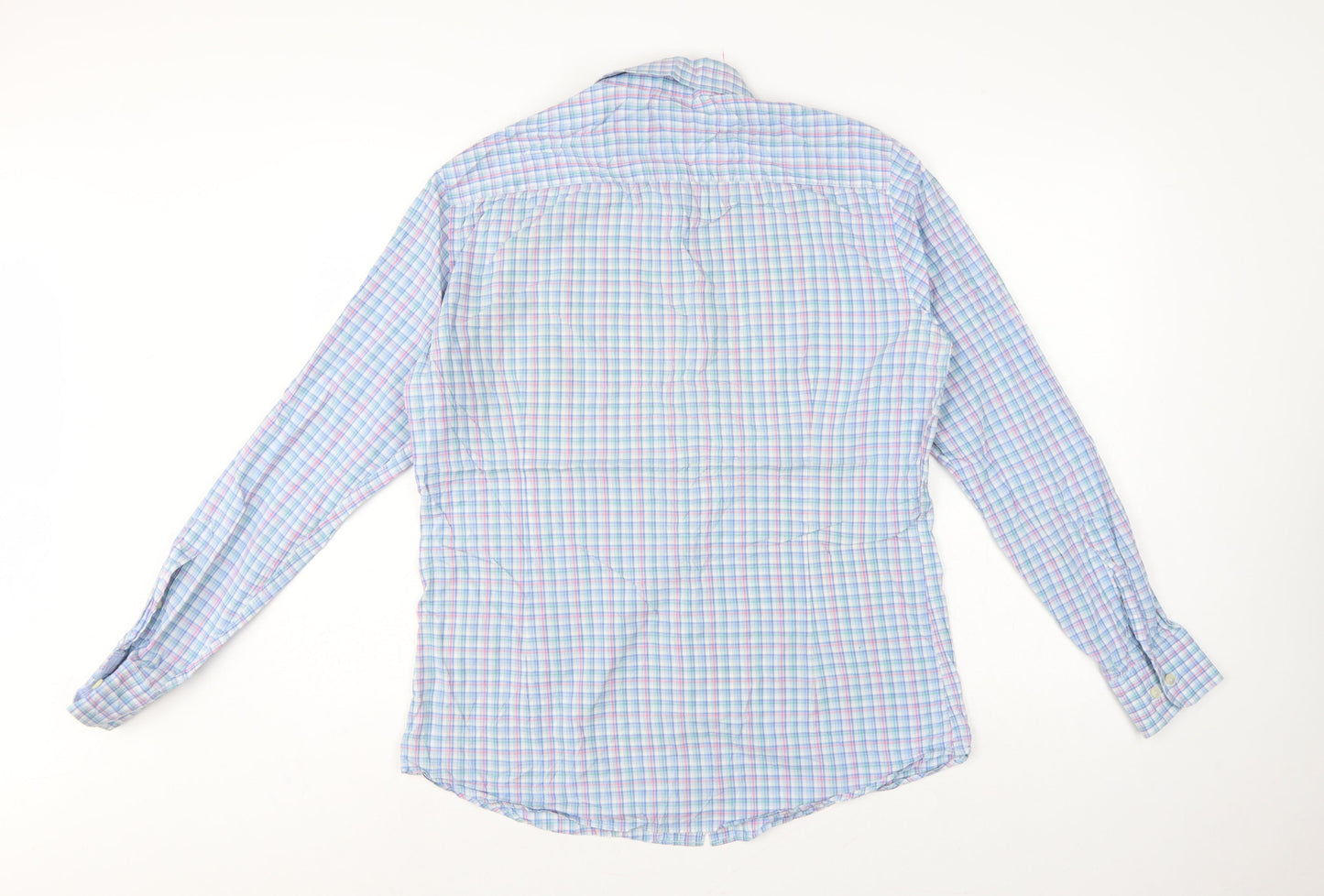 Hackett London Men’s Blue Check Slim Fit Cotton Shirt Medium