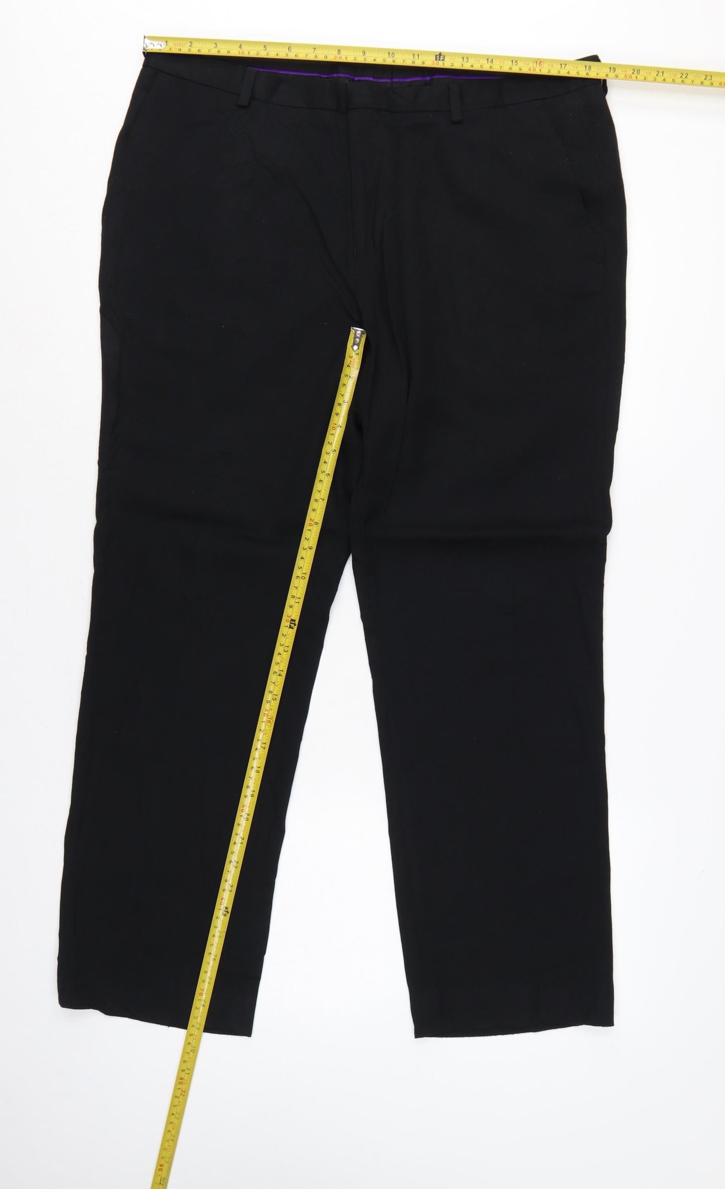 Burton London Men's Black 38S Short Straight Dress Trousers Formal
