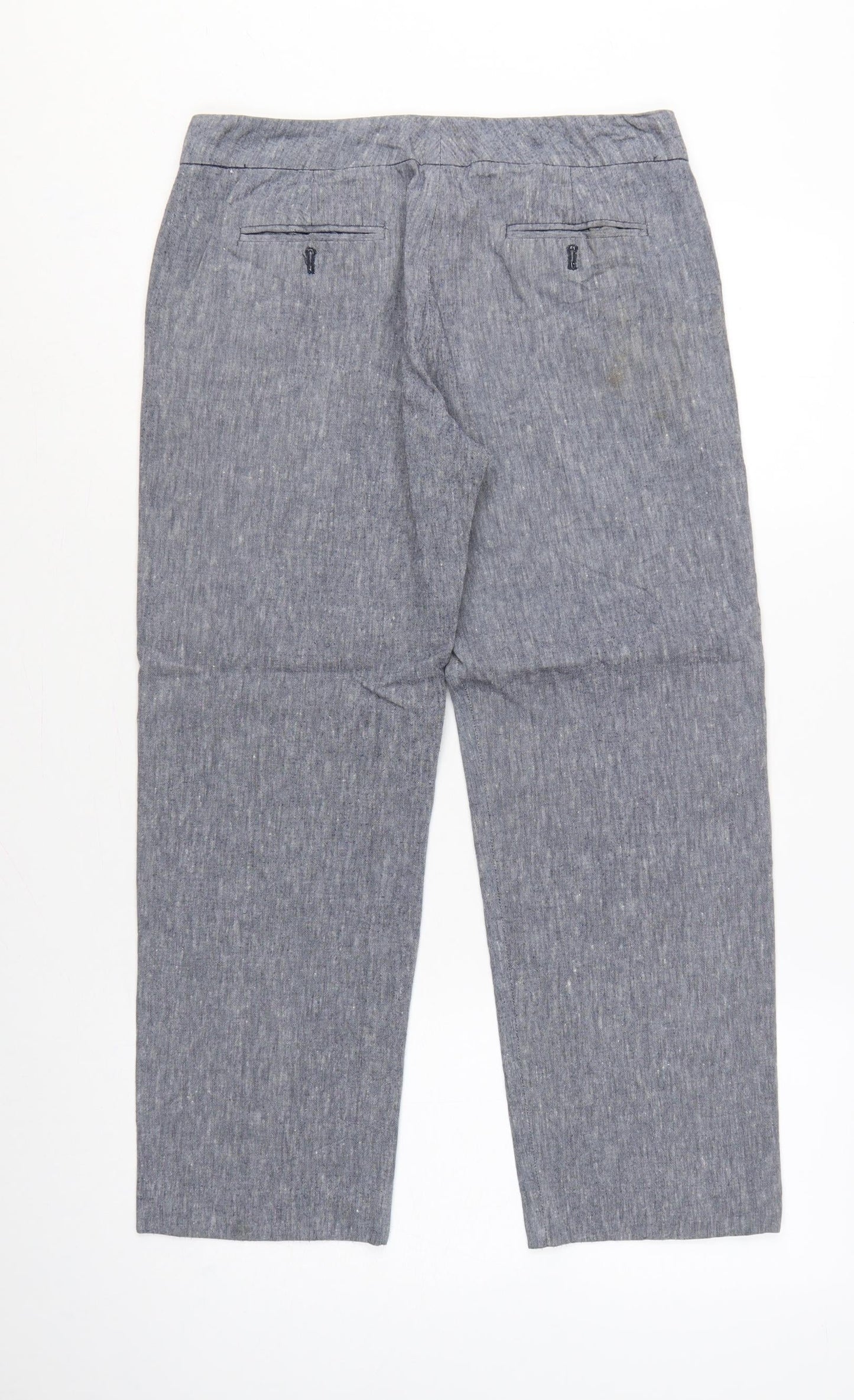 Great Plains Women Grey UK 10 Cotton Chambray Straight Trousers Pockets