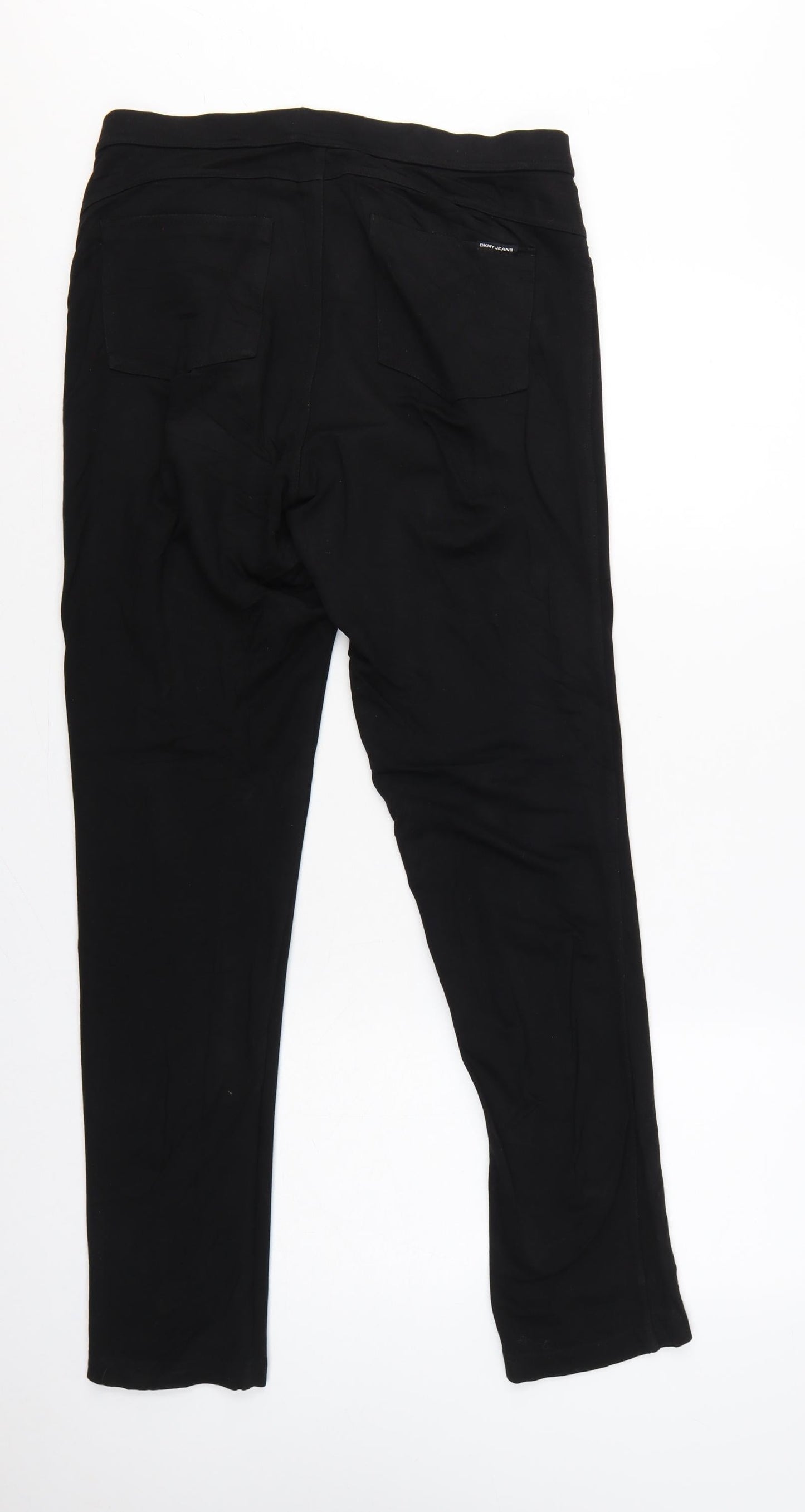 DKNY Jeans Women Black M Straight Leg Pull-On Trousers Pockets