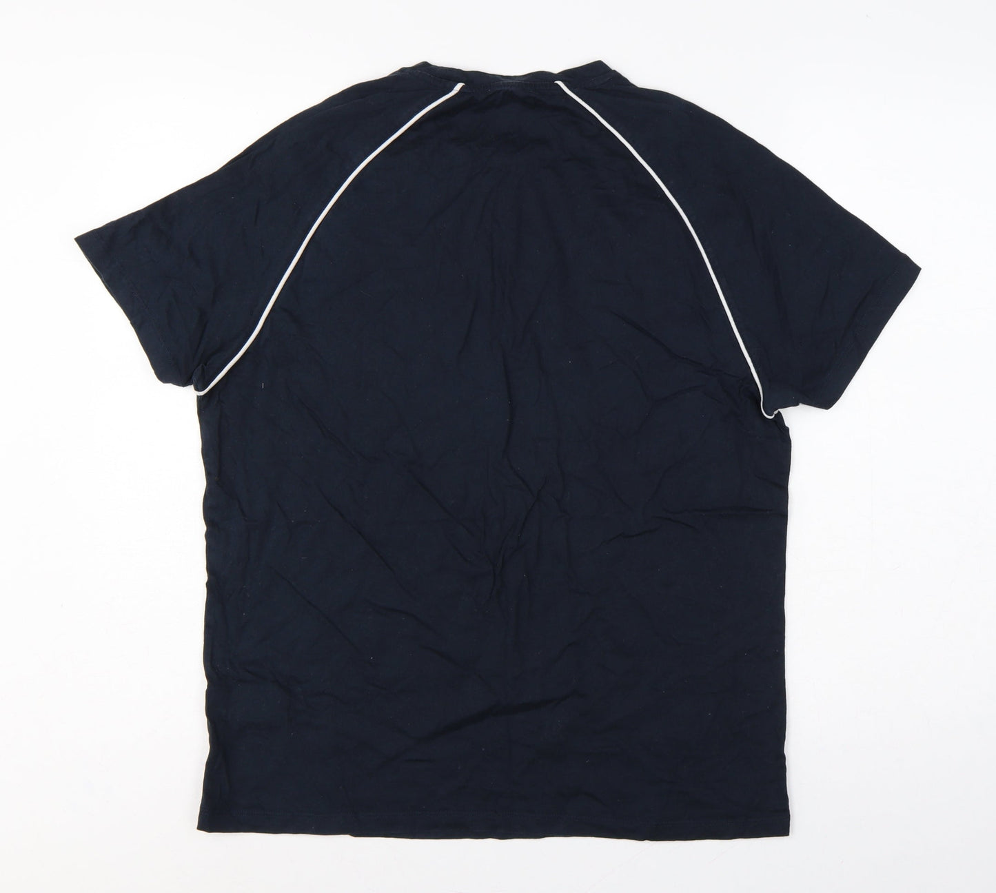 Reiss Men’s Blue L Cotton Crew Neck Contrast Trim T-Shirt