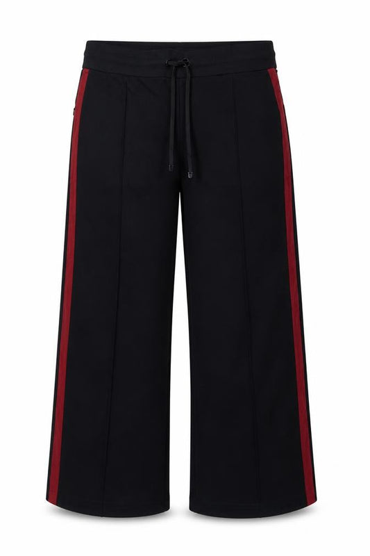 Marks & Spencer Women Black Size 20 Short Wide-Leg Stripe Trousers