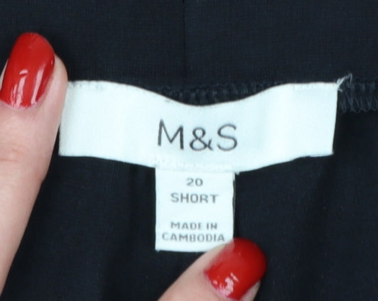 Marks & Spencer Women Black Size 20 Short Wide-Leg Stripe Trousers