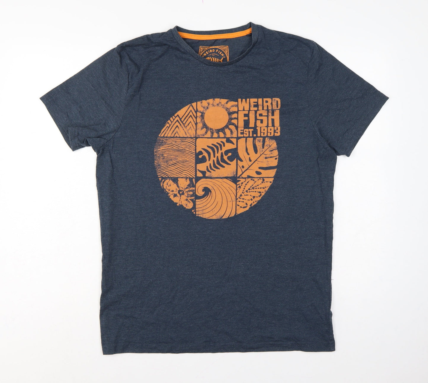Weird Fish Men's Navy M Graphic Print Organic Cotton T-Shirt