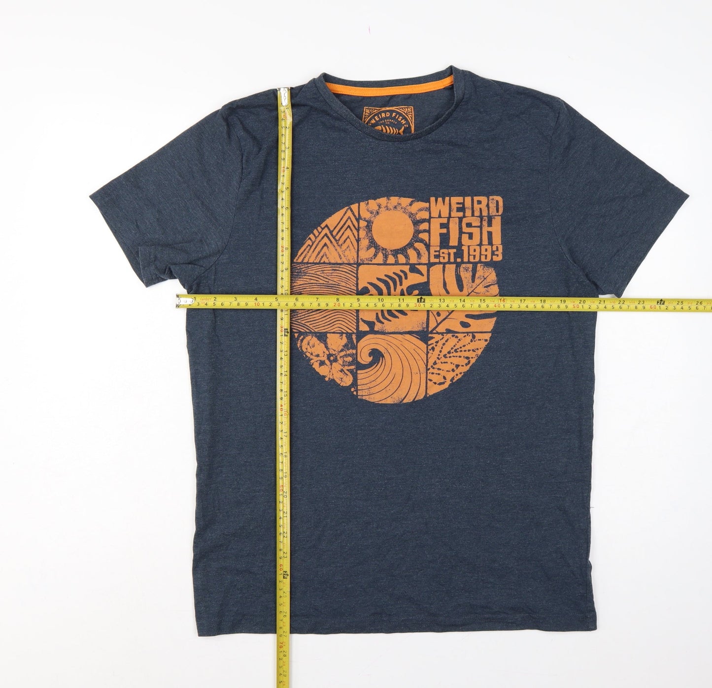 Weird Fish Men's Navy M Graphic Print Organic Cotton T-Shirt