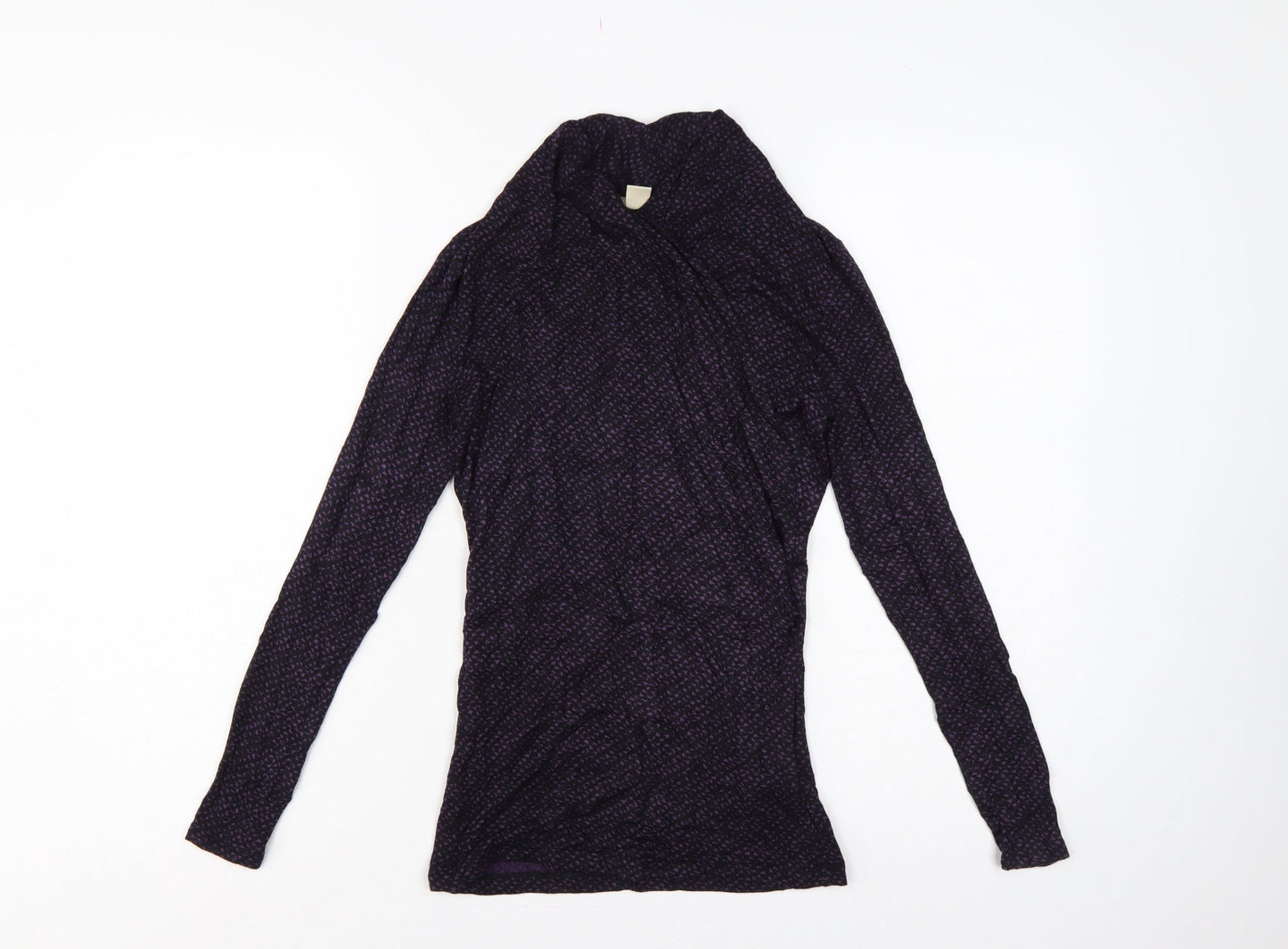Banana Republic Women Black Purple Wrap Jersey Blouse Petite 2XS