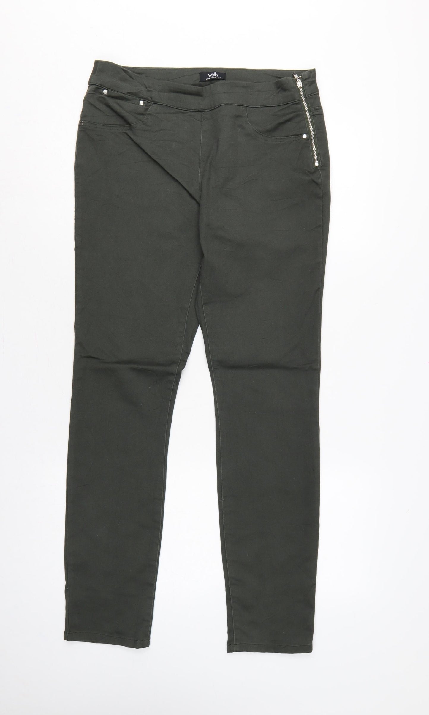 Wallis Women’s Black UK 12 Skinny Stretch Jegging Trousers Side Zip