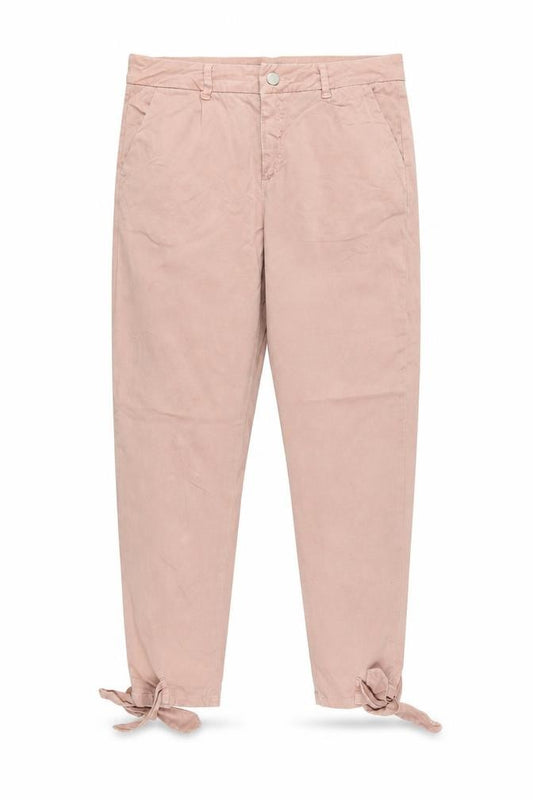 Mint Velvet Women Pink Size 10 Tapered Tie-Ankle Cotton Trousers