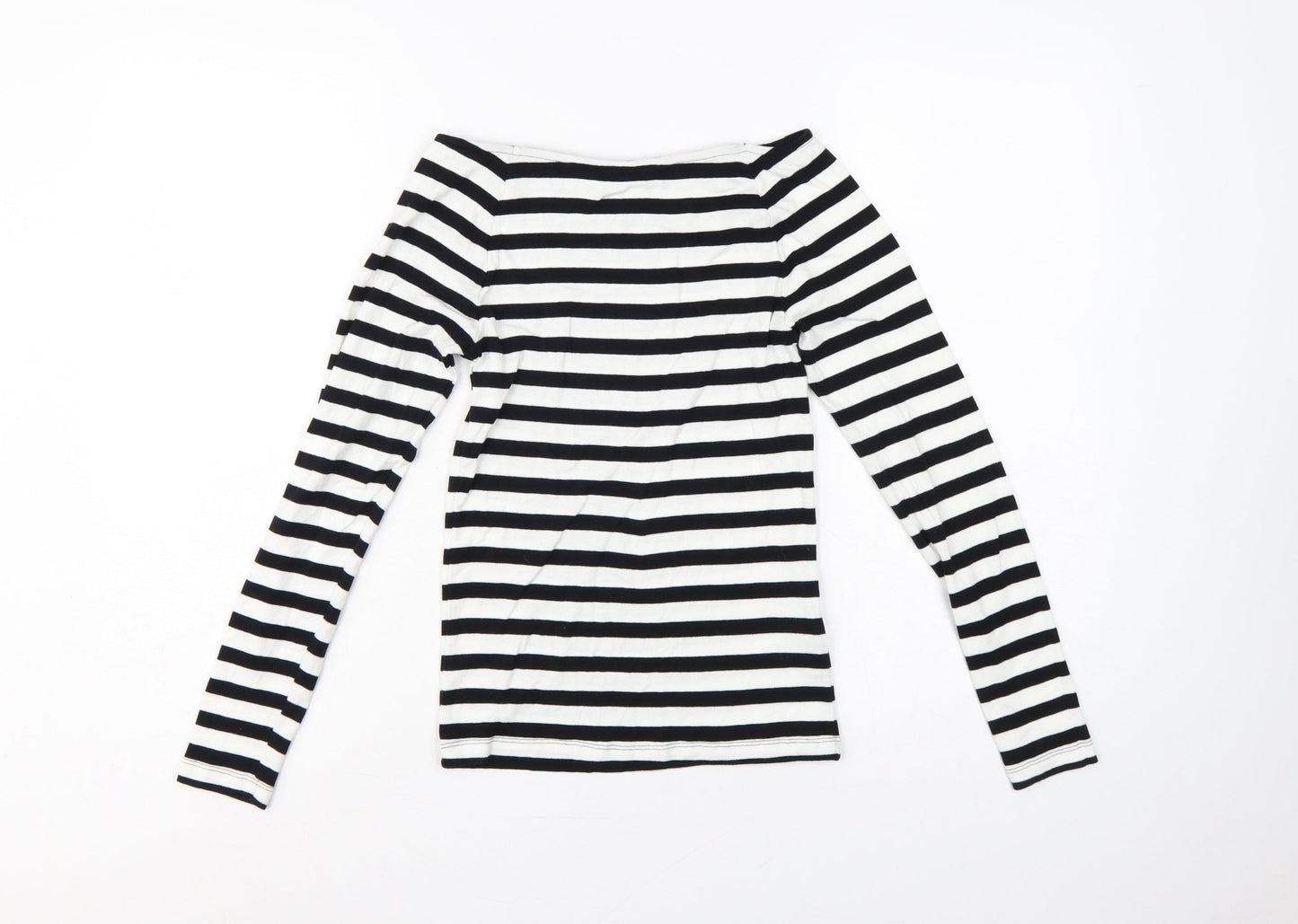 Marks and Spencer Women's Black White Stripe Off Shoulder Top UK 8