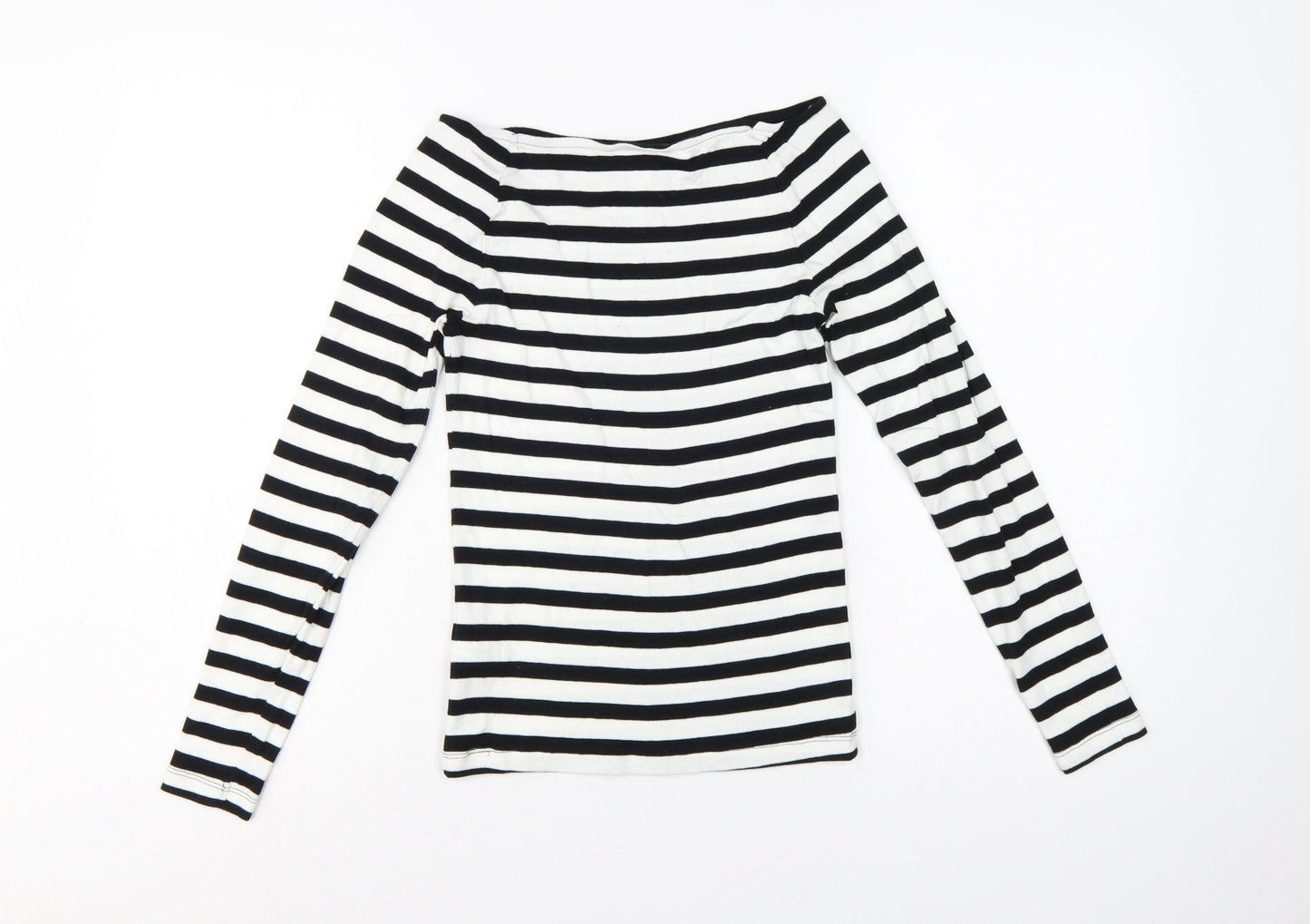 Marks and Spencer Women's Black White Stripe Off Shoulder Top UK 8