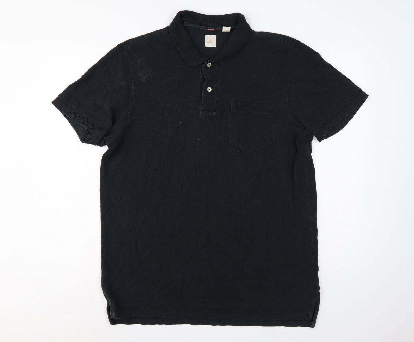Dockers Men’s Black L Short Sleeve Cotton Polo Shirt Pocket