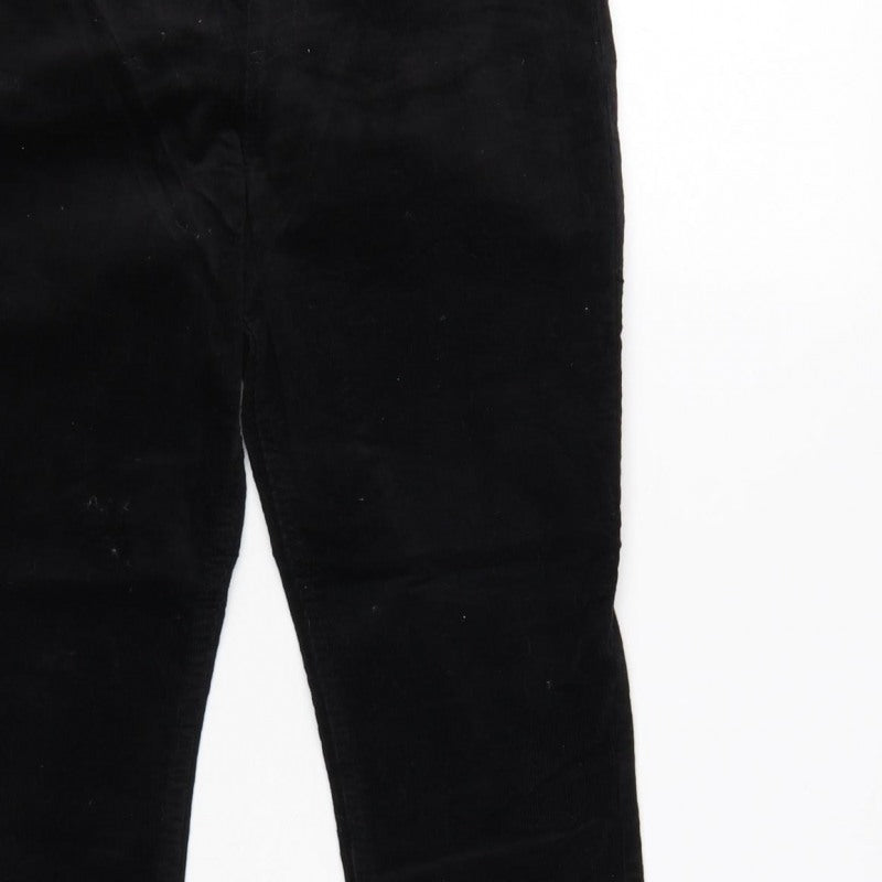M&S Women’s Black Size 8 Short Corduroy Slim Tapered Trousers