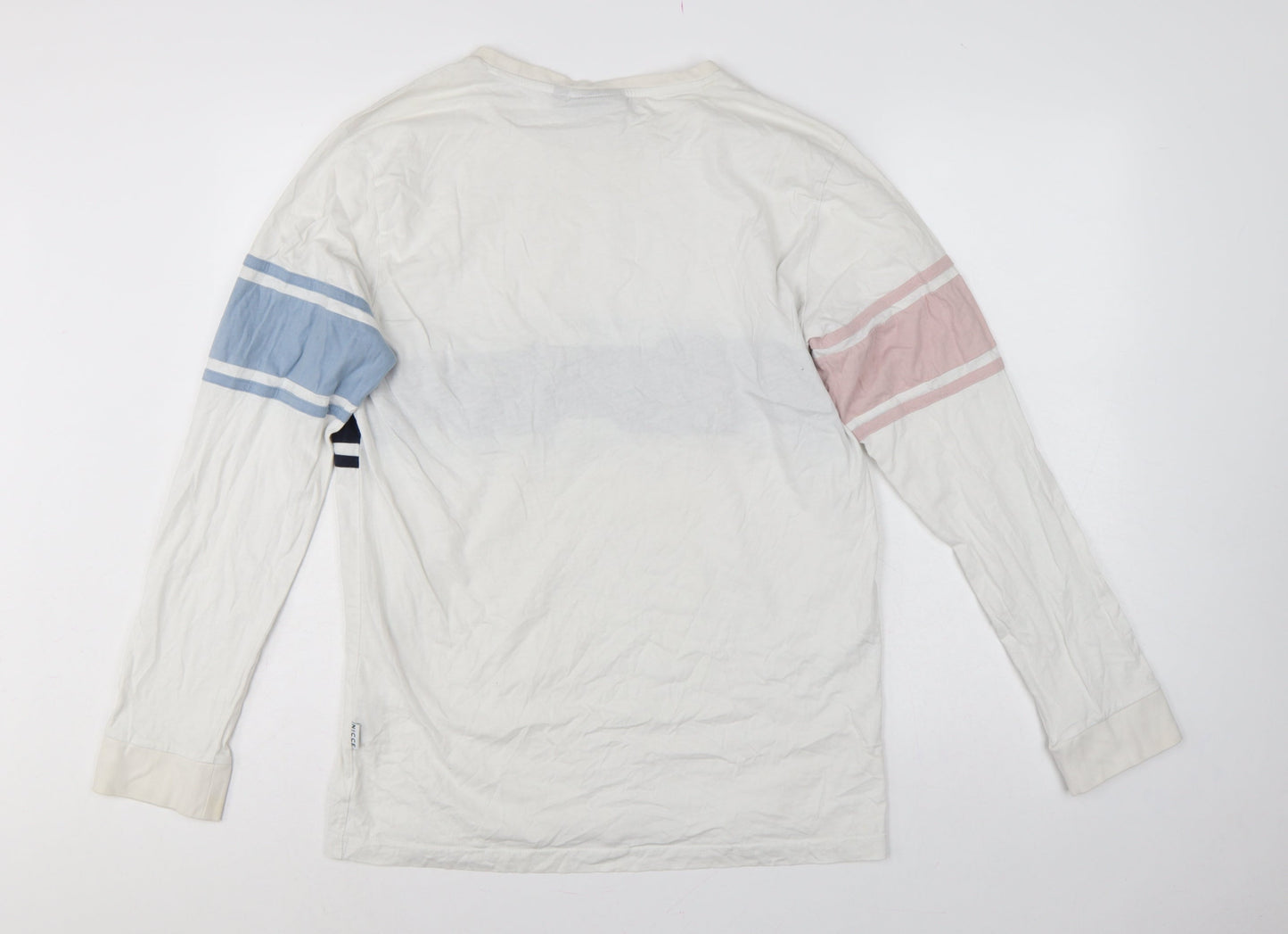 NICCE Men’s White XL Colourblock Logo Long Sleeve T-Shirt
