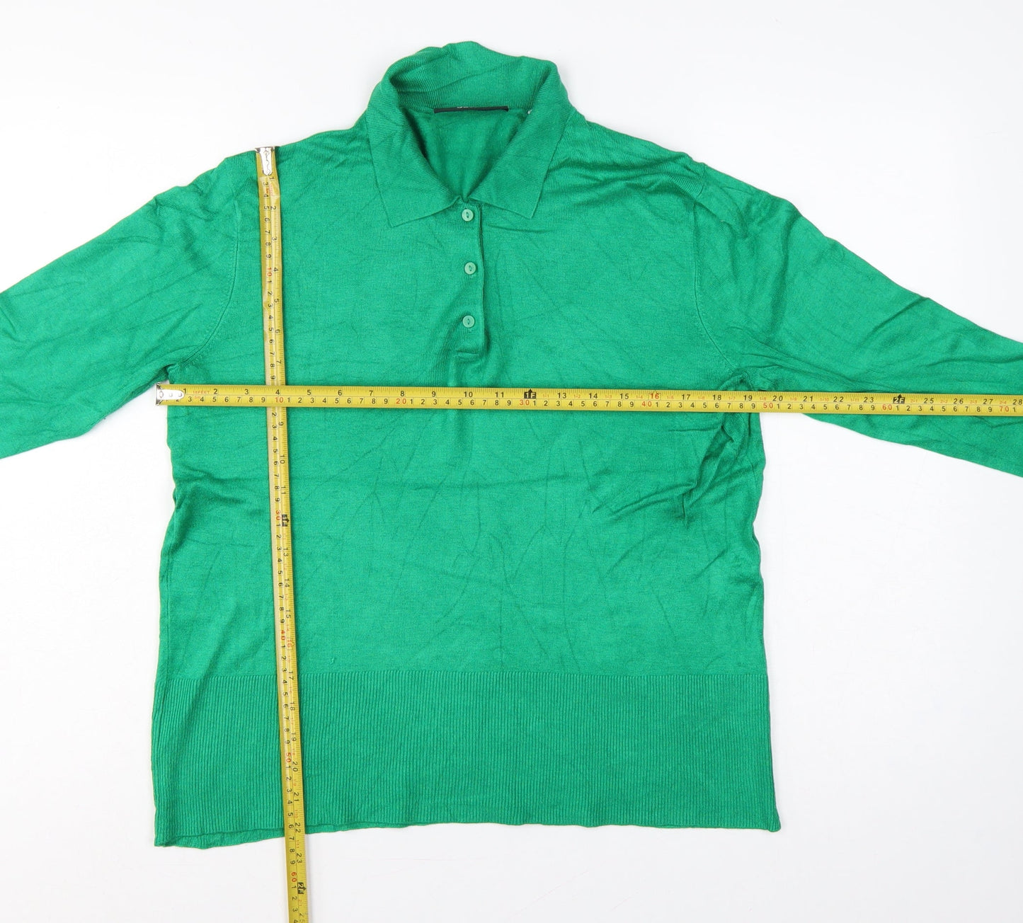 JXX Women’s Green L Collared Henley Viscose Knit Jumper