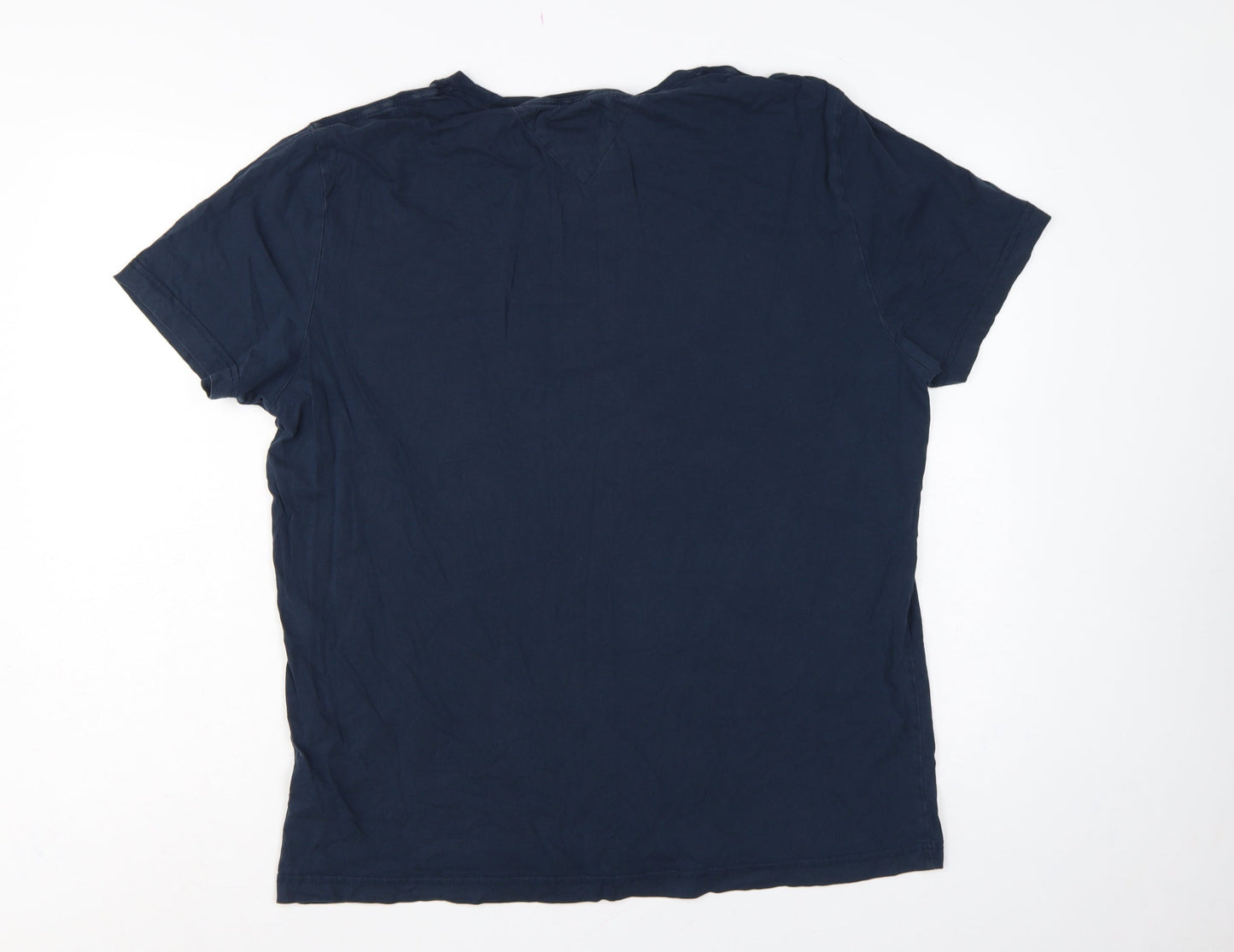 Tommy Hilfiger Men's Blue XL Logo Stripe Crew Neck T-Shirt
