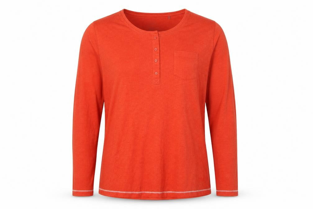 Jack Mens Wolfskin Orange XL Long Sleeve Henley T-Shirt Pocket