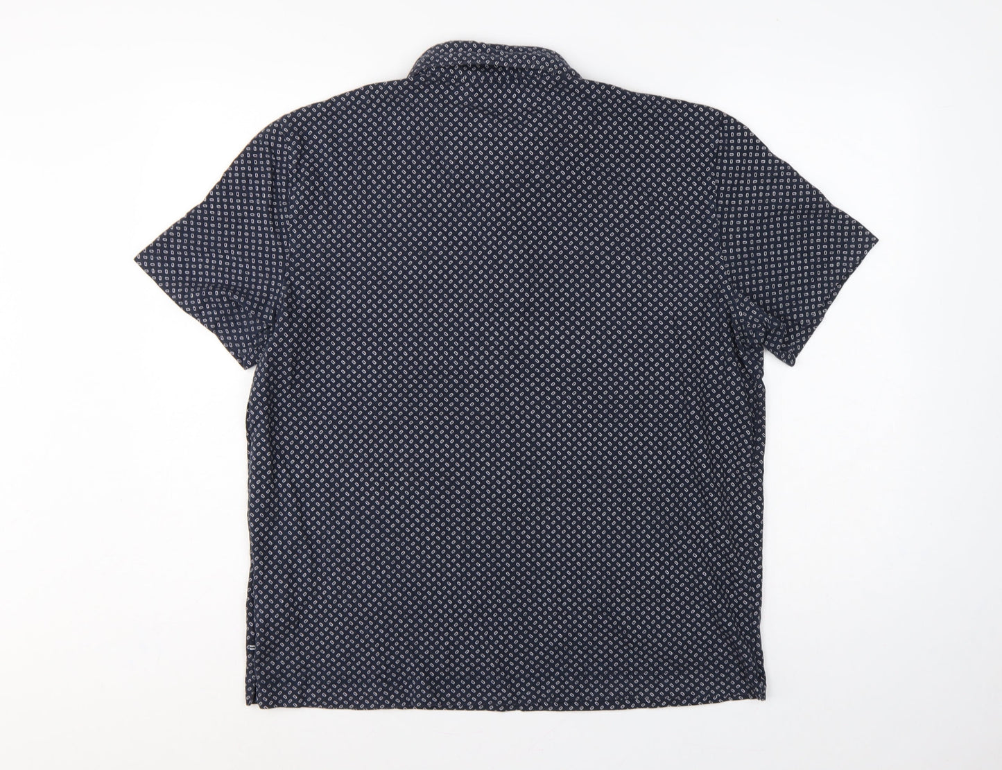 Nautica Men's Blue L Geometric Print Short Sleeve Cotton Polo Shirt