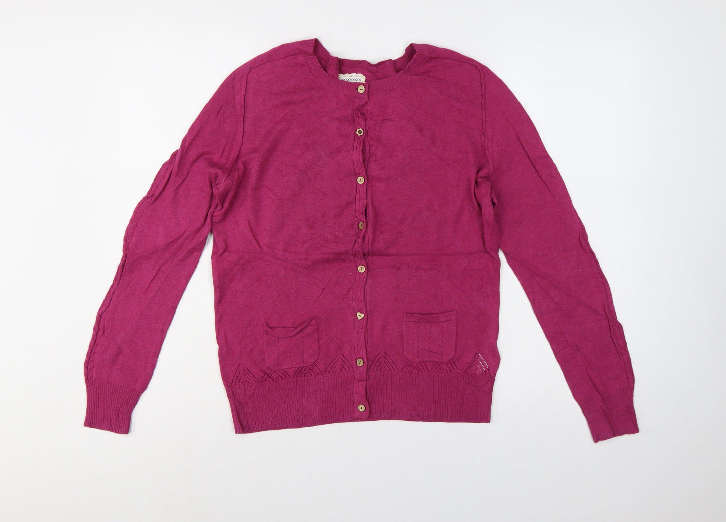 Mantaray Women’s Pink Size 14 Cotton Button Cardigan Pockets Knit