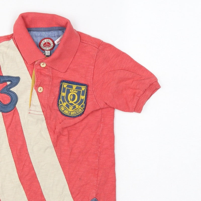 Additional view of Tom Joule boys’ red 4 years striped logo crest short sleeve polo shirt
