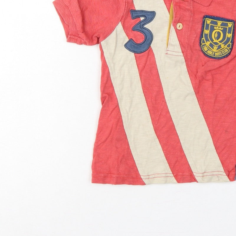 Additional view of Tom Joule boys’ red 4 years striped logo crest short sleeve polo shirt