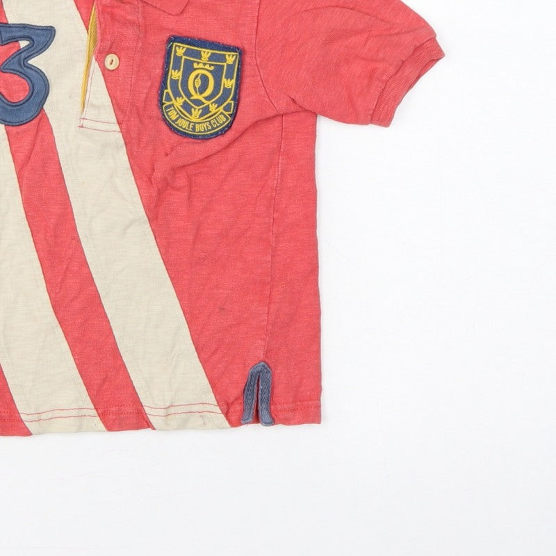 Additional view of Tom Joule boys’ red 4 years striped logo crest short sleeve polo shirt