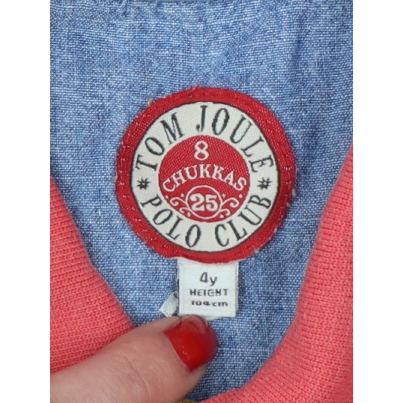 Additional view of Tom Joule boys’ red 4 years striped logo crest short sleeve polo shirt