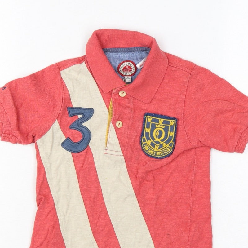 Additional view of Tom Joule boys’ red 4 years striped logo crest short sleeve polo shirt
